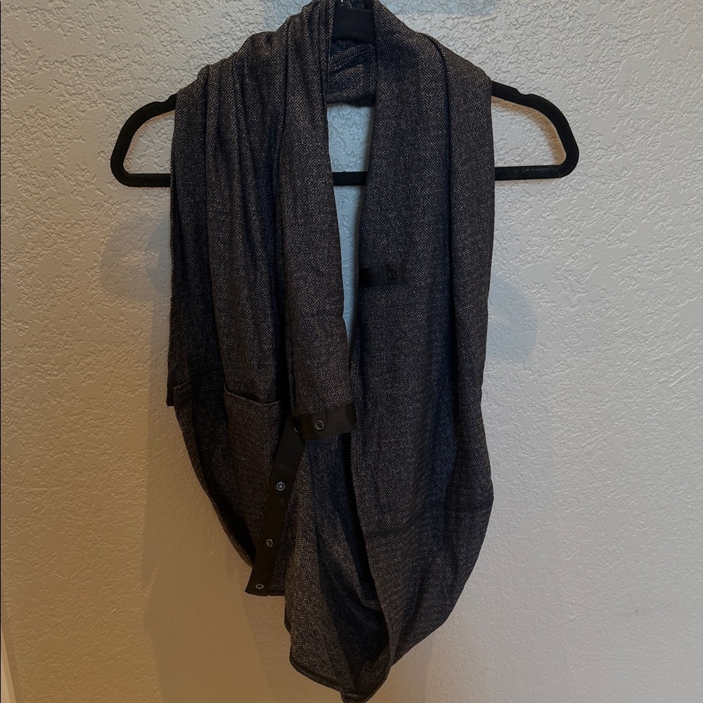 Dark Gray Buttoned Scarf
